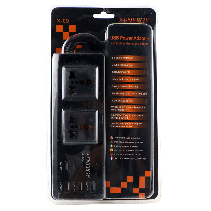 چند راهی 2 خانه کلید دار X-Energy X-09 کابل 1٫5 متر