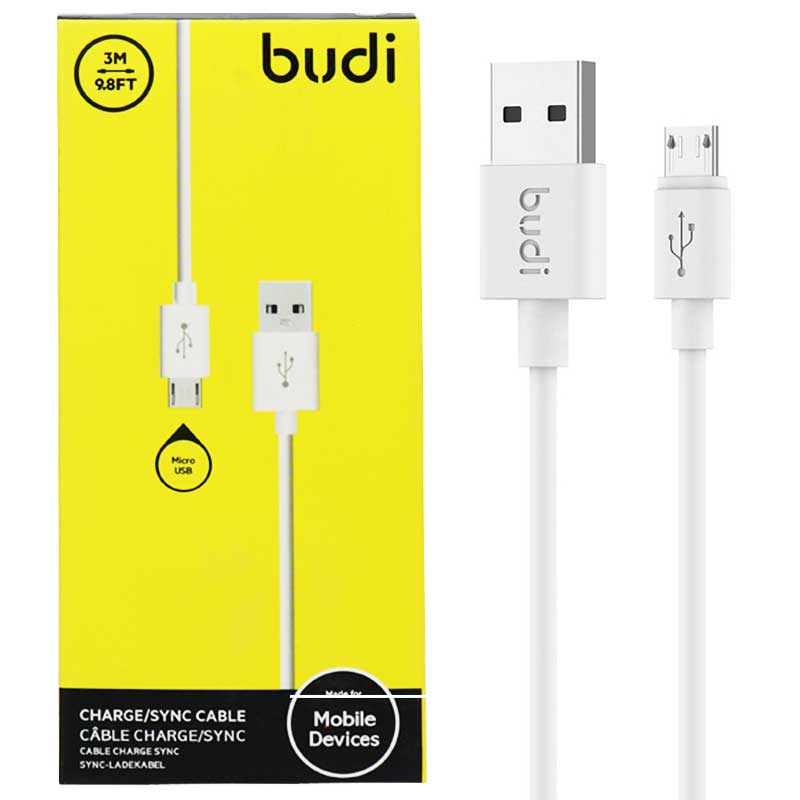 کابل میکرو یو اس بی Budi M8J012BT09 2A 3m