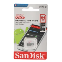 رم میکرو 64 گیگ سن دیسک Sandisk Ultra U1 80MB/s 533X C10 بدون خشاب