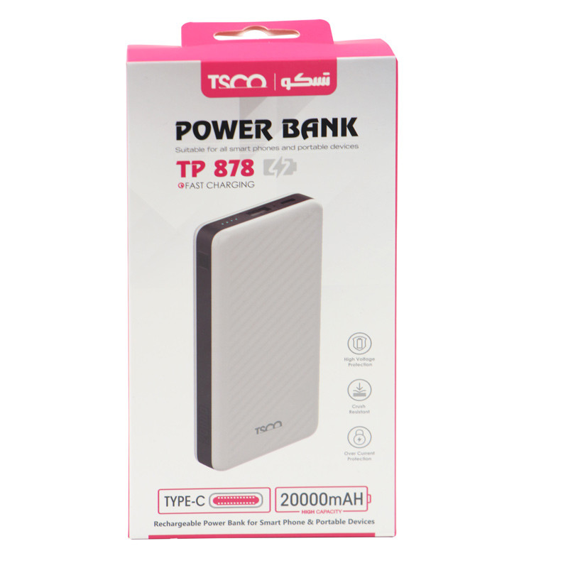 پاور بانک فست شارژ 20000 تسکو TSCO TP 878 QC3 PD 18W