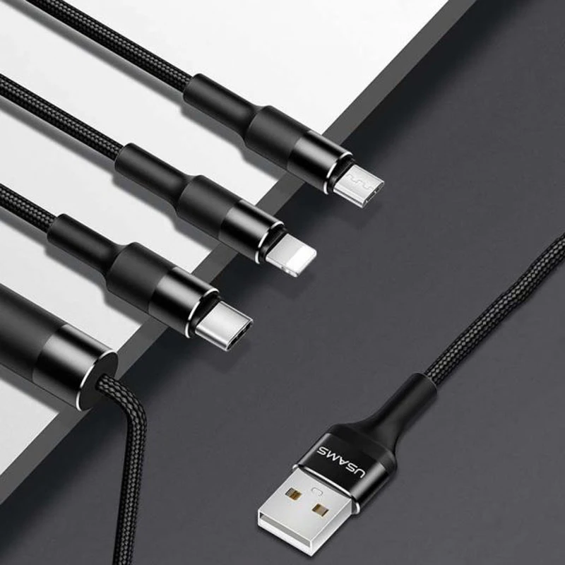 کابل تبدیل 3 سر USAMS US-SJ219 3-in-1 1.5m