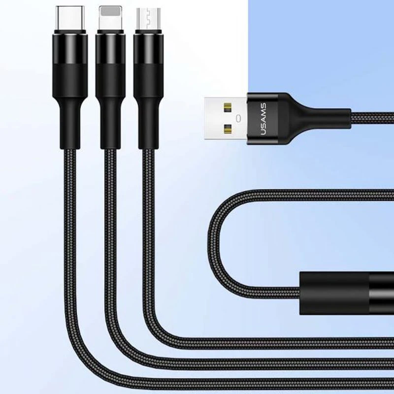 کابل تبدیل 3 سر USAMS US-SJ219 3-in-1 1.5m