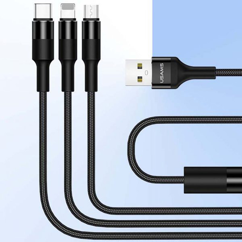 کابل تبدیل 3 سر USAMS US-SJ219 3-in-1 1.5m