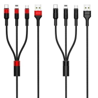 کابل تبدیل 3 سر USAMS US-SJ219 3-in-1 1.5m