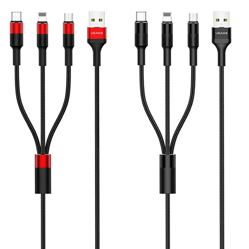کابل تبدیل 3 سر USAMS US-SJ219 3-in-1 1.5m