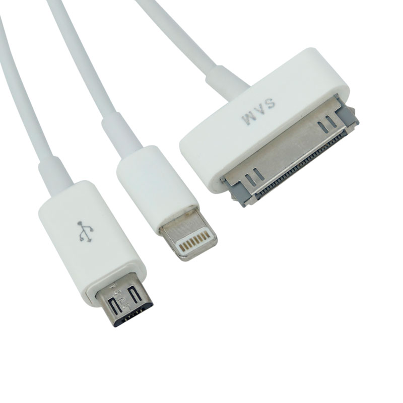 کابل کوتاه 3 سر MicroUSB/Lightning/TAB P1000 شرینک