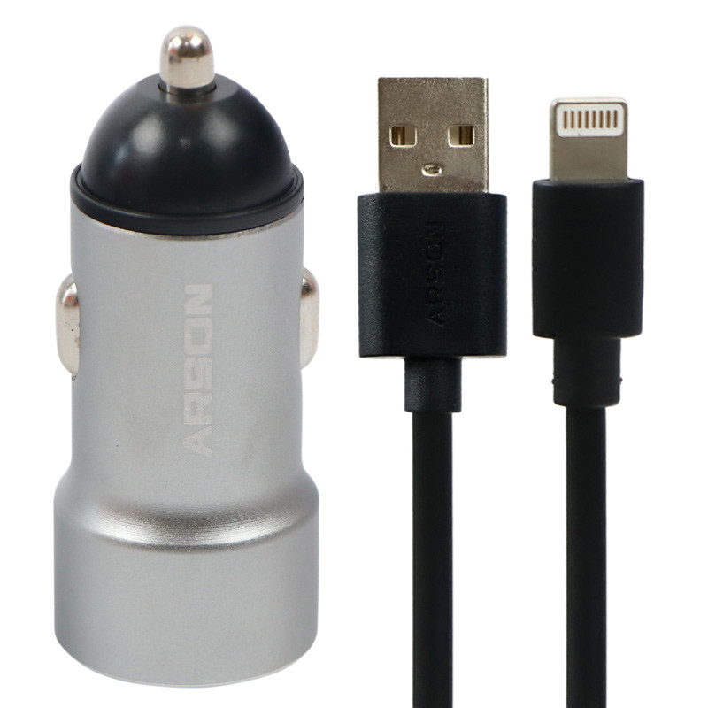 شارژر فندکی فست شارژ Arson 2.4A AN-X44 + کابل آیفونی