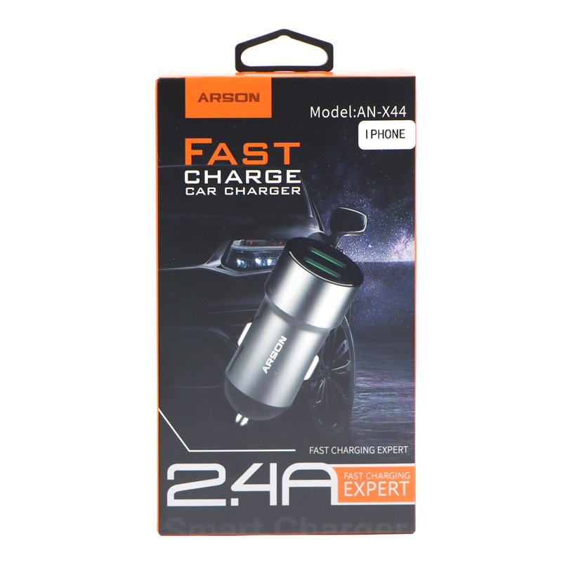 شارژر فندکی فست شارژ Arson 2.4A AN-X44 + کابل آیفونی