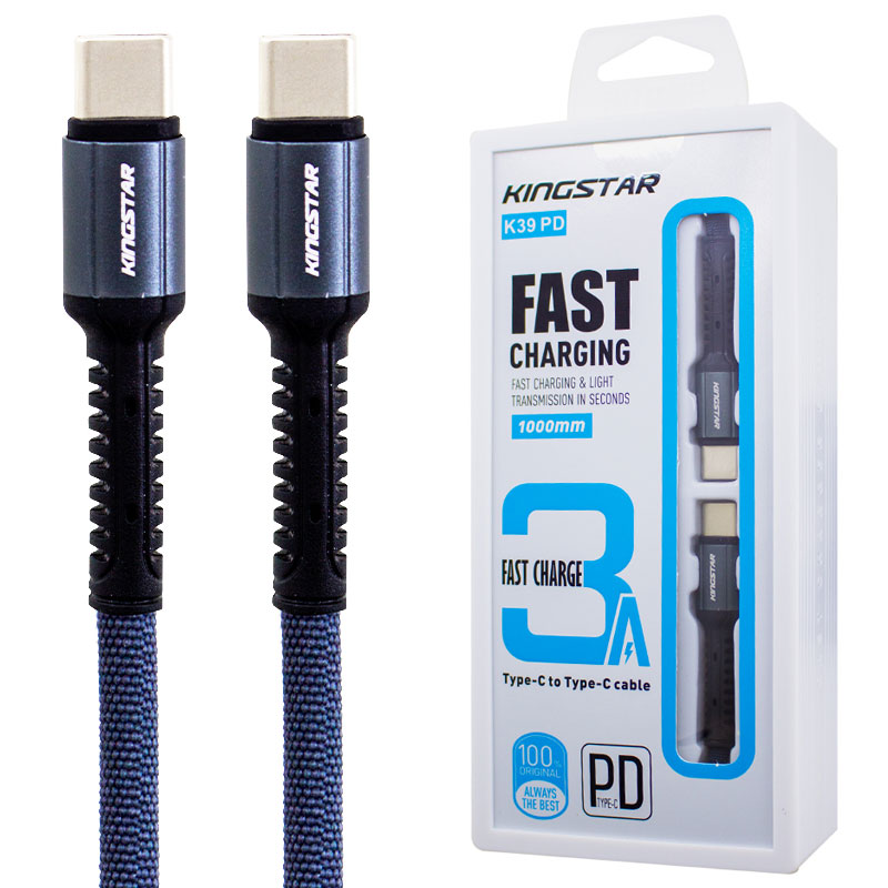 کابل تبدیل فست شارژ KingStar K39PD Type-C To Type-C 3A 1m