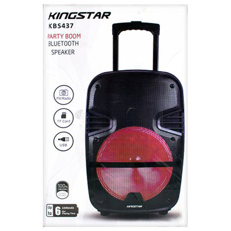 اسپیکر چمدانی بلوتوثی رم و فلش خور KingStar KBS437 + میکروفون و ریموت کنترل