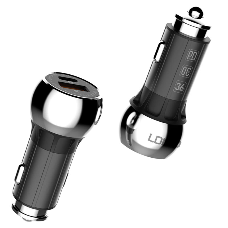 شارژر فندکی فست شارژ LDNIO C1 36W PD+QC3 + کابل Type-C