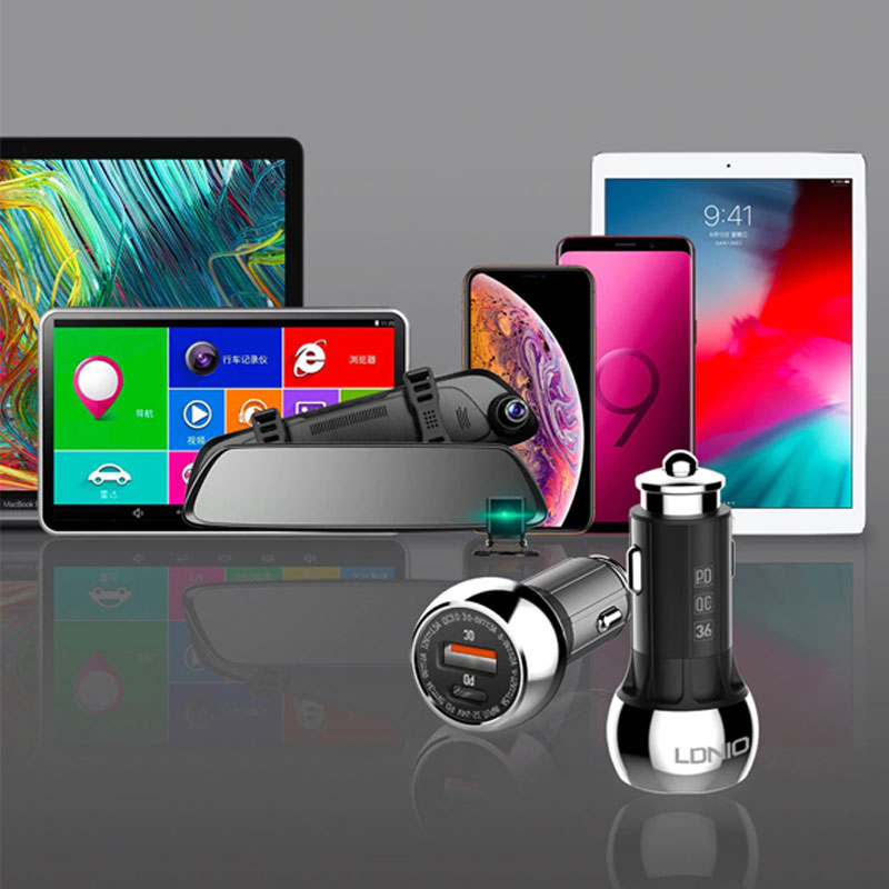 شارژر فندکی فست شارژ LDNIO C1 36W PD+QC3 + کابل Type-C