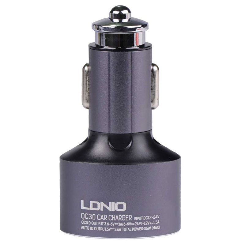 شارژر فندکی فست شارژ LDNIO C703Q 3.6A + کابل آیفونی