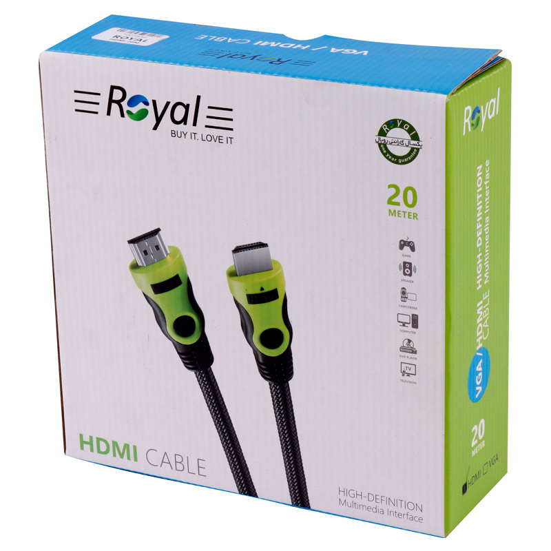کابل Royal HDMI 20m پوست ماری