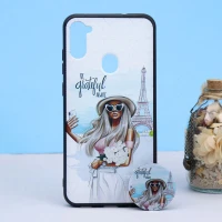 قاب طرحدار + پاپ سوکت Samsung A11 کد4 سری B