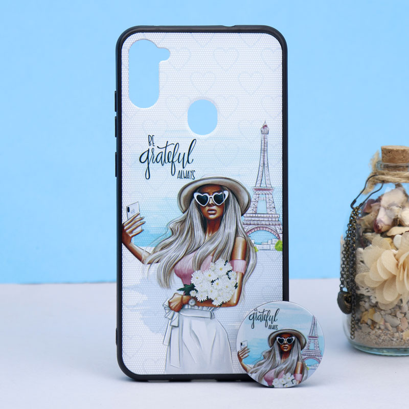 قاب طرحدار + پاپ سوکت Samsung A11 کد4 سری B