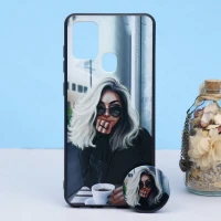 قاب طرحدار + پاپ سوکت Samsung A21s کد3 سری B