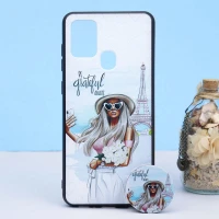 قاب طرحدار + پاپ سوکت Samsung A21s کد4 سری B