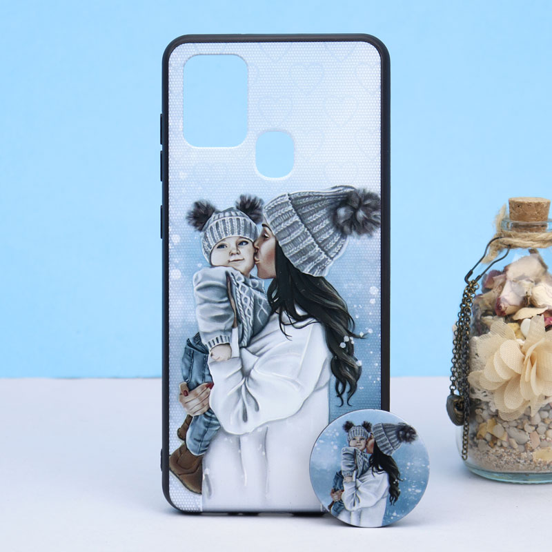 قاب طرحدار + پاپ سوکت Samsung A21s کد5 سری B