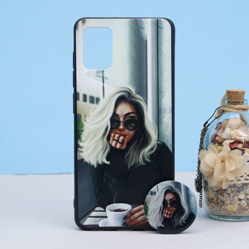 قاب طرحدار + پاپ سوکت Samsung A31 کد3 سری B
