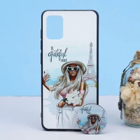 قاب طرحدار + پاپ سوکت Samsung A31 کد4 سری B