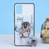 قاب طرحدار + پاپ سوکت Samsung A71 کد4 سری B