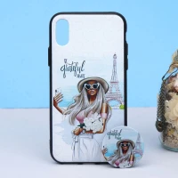 قاب طرحدار + پاپ سوکت iPhone X/XS کد4 سری B