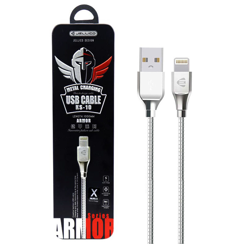 کابل آیفونی فست شارژ Jellico Armor Series KS-10 3.1A 1m