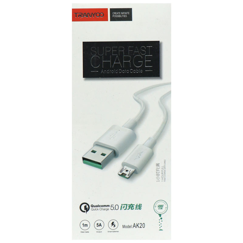 کابل فست شارژ میکرو یو اس بی Tranyoo AK20 5A 1m