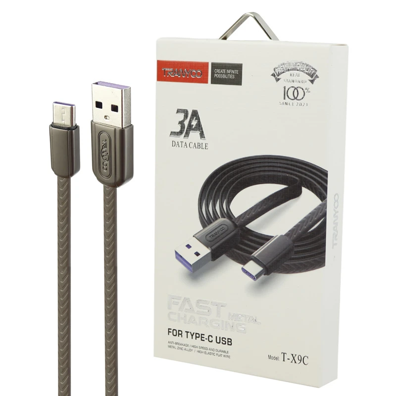 کابل تایپ سی فست شارژ Tranyoo T-X9C 3A 1m