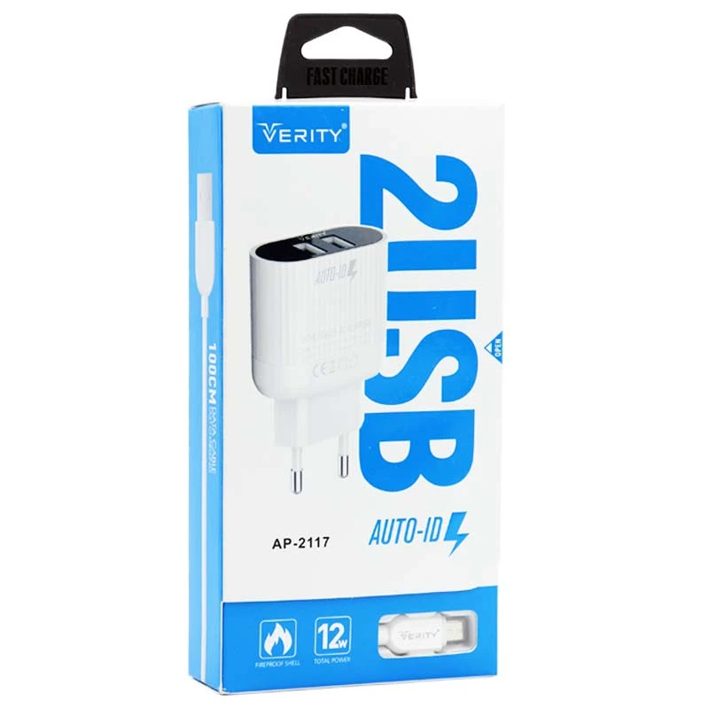 شارژر دیواری Verity AP-2117 2.4A + کابل میکرو یو اس بی