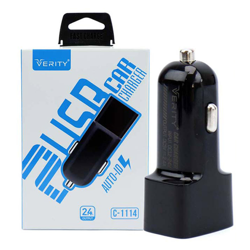 شارژر فندکی Verity C-1114 2.4A + کابل میکرو یو اس بی