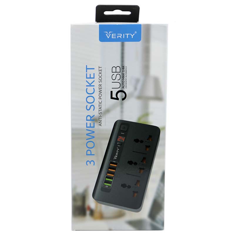 سه راهی برق وریتی PS 3111 با کابل 2 متری + شارژر USB