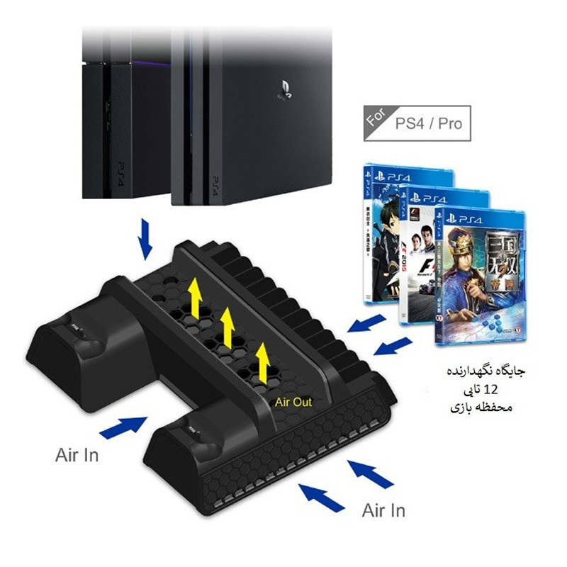پایه نگهدارنده و شارژر دسته بازی PS4 Slim / Pro دابی TP4-882