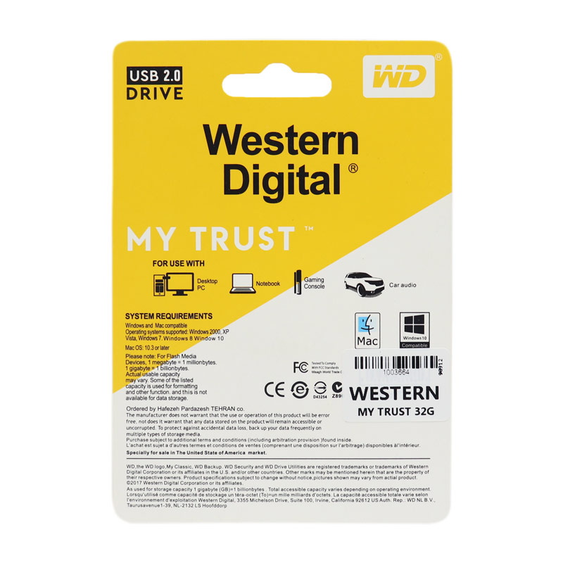 فلش 32 گیگ وسترن دیجیتال Western Digital My Trust