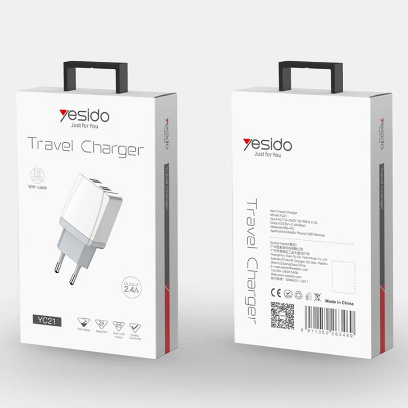شارژر دیواری YESIDO YC21 + کابل میکرو یو اس بی