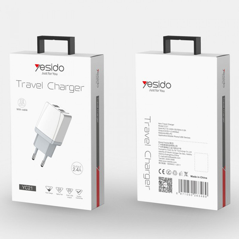 شارژر دیواری YESIDO YC21 + کابل میکرو یو اس بی