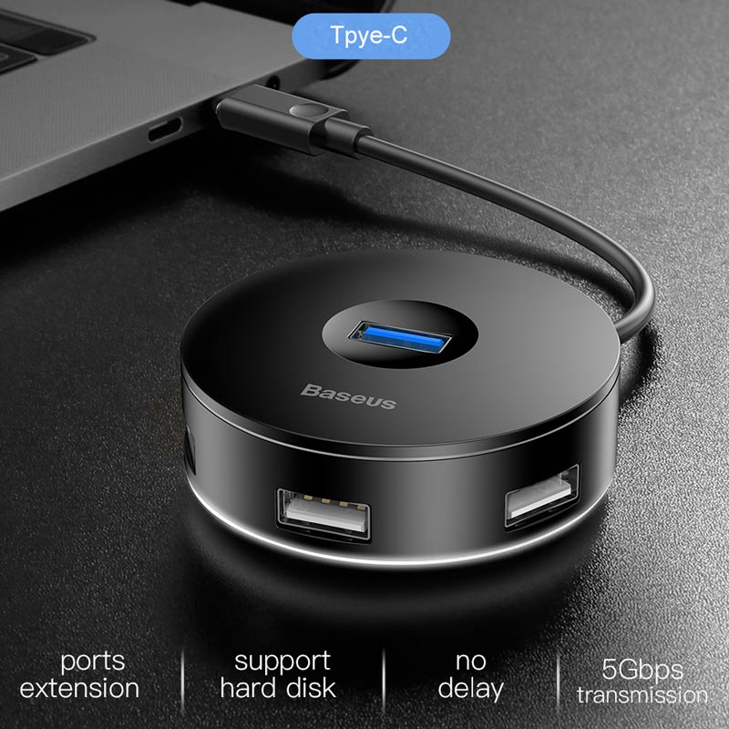 هاب 4 پورت USB3.0 باسئوس Airjoy Round Box CAHUB-G0