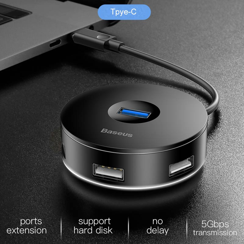هاب 4 پورت USB3.0 باسئوس Airjoy Round Box CAHUB-G0