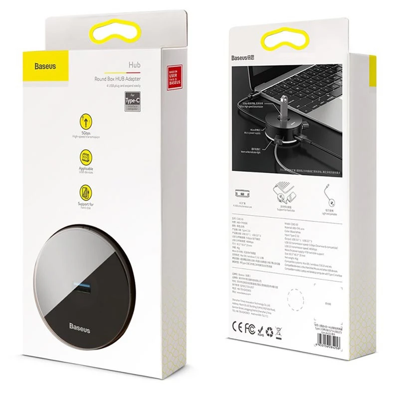 هاب 4 پورت USB3.0 باسئوس Airjoy Round Box CAHUB-G0