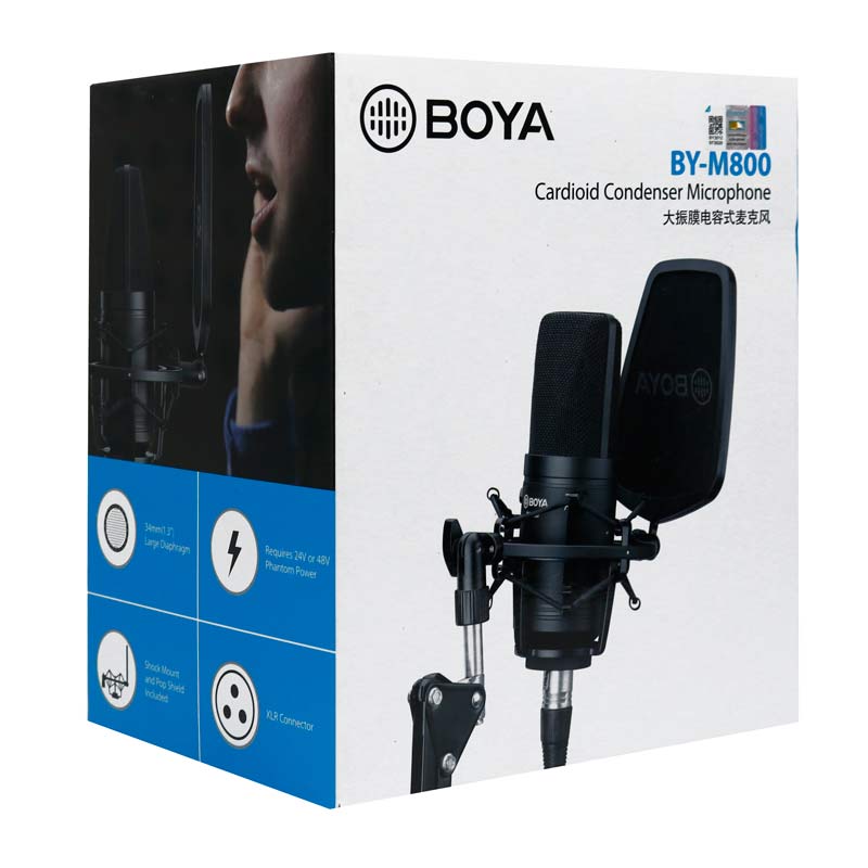 میکروفون کندانسور Boya BY-M800 + پاپ فیلتر