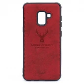قاب چرمی طرح گوزن Samsung A8 زرشکی