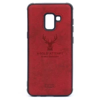 قاب چرمی طرح گوزن Samsung A8 زرشکی