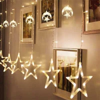 ریسه LED پرده ای طرح ماه و ستاره آفتابی