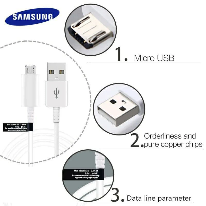 کابل اصلی میکرو یو اس بی Samsung Galaxy S6 120cm