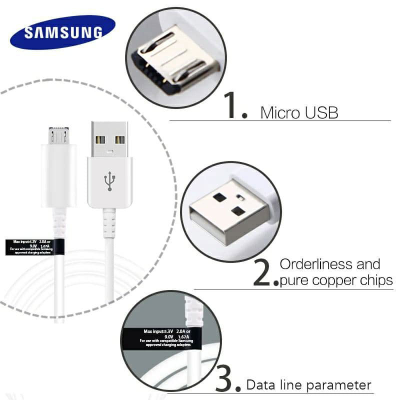 کابل اصلی میکرو یو اس بی Samsung Galaxy S6 120cm