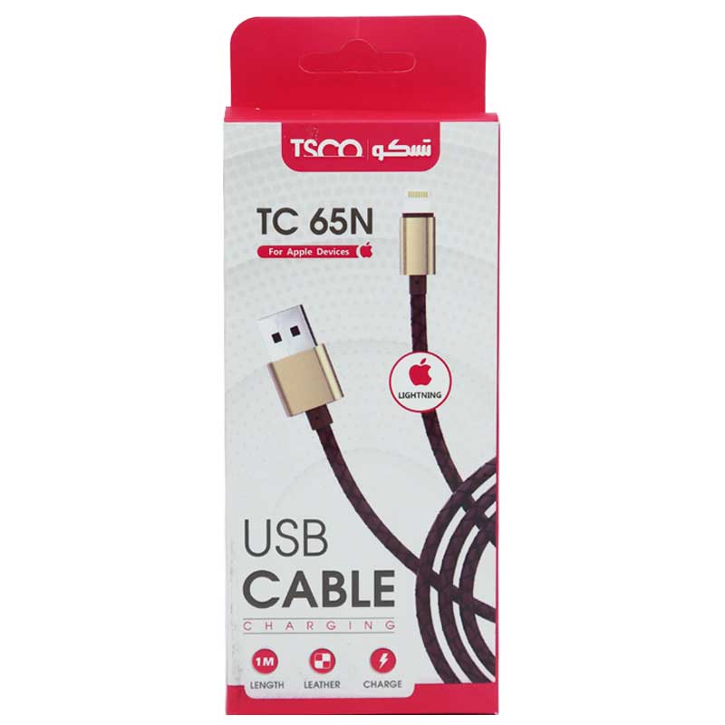 کابل آیفونی TSCO TC 65N 2.1A 1m روکش چرمی