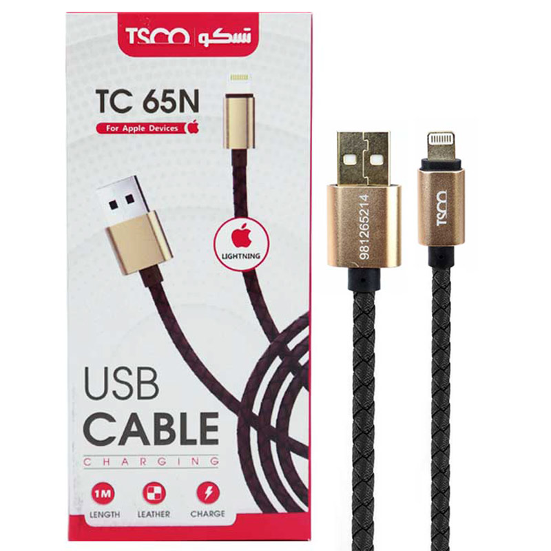 کابل آیفونی TSCO TC 65N 2.1A 1m روکش چرمی