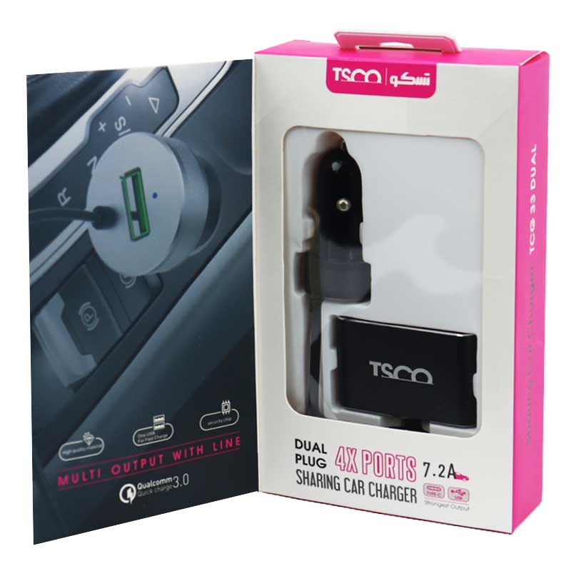 شارژر فندکی فست شارژ TSCO TCG-33 3+1 Ports QC3 7.2A