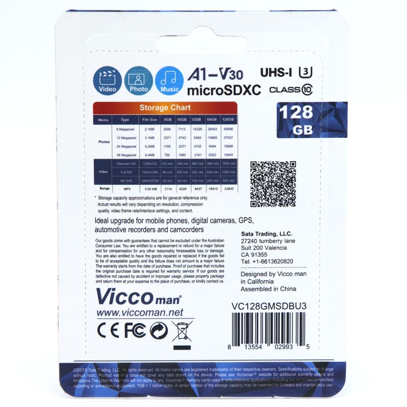 رم میکرو 128 گیگ ویکومن Vicco Final 600x Plus U3 A1 90MB/s + خشاب